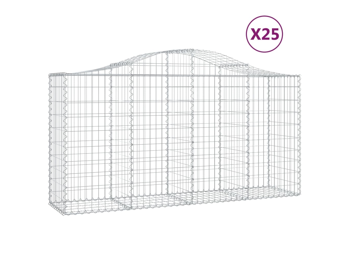 Conjunto 25 Cesta De Gaviones VIDAXL Plateado Hierro (200x50x100/120 cm)