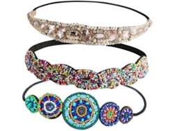 Conjunto De 3 Diademas Elásticas Adornadas Con Perlas, Accesorios Para El Cabello De Tela, Elegantes Y Encantadoras.