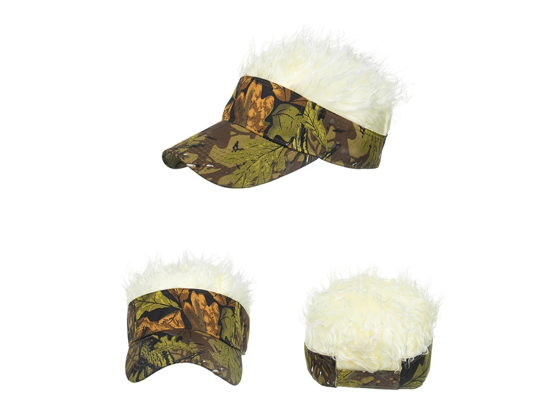 Gorra de béisbol divertida, peluca, visera, sombrero corto, gorra de pelo falso para hombres adultos calvos