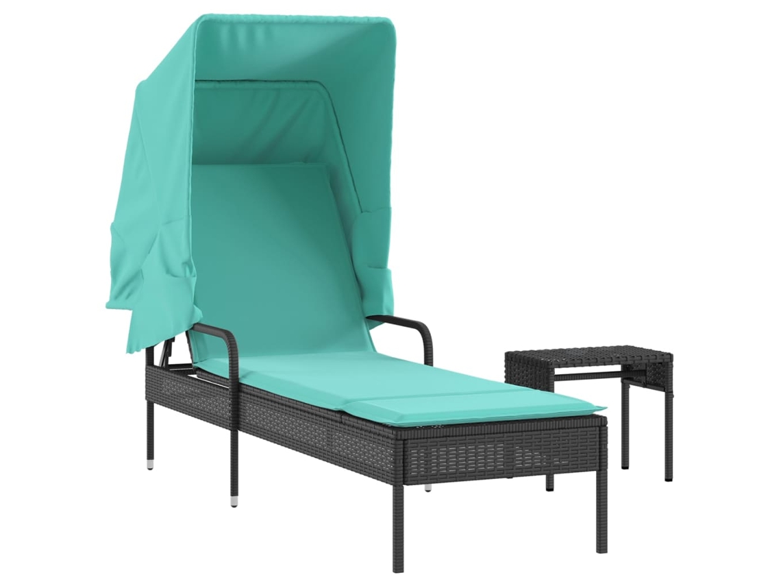 Maison Exclusive - Tumbona Con Toldo Y Mesa, De Poliratán Negro