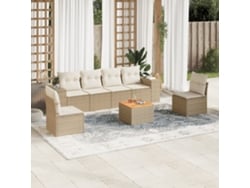 Conjunto de sofá de jardín de 7 piezas con cojines, mimbre sintético beige, Dkd Home Decor