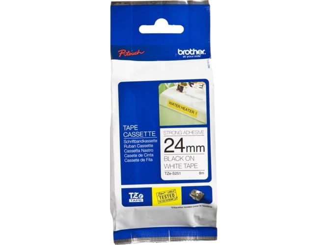 Cinta Laminada BROTHER TZeS251 Negro sobre Blanco TZ