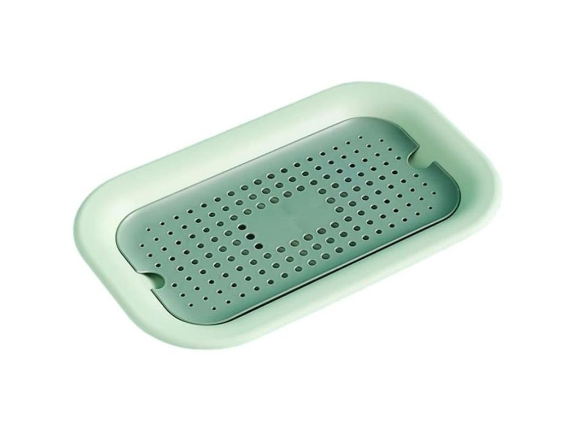 Bandeja De Plástico De Dos Capas Para Escurrir Frutas En La Cocina.