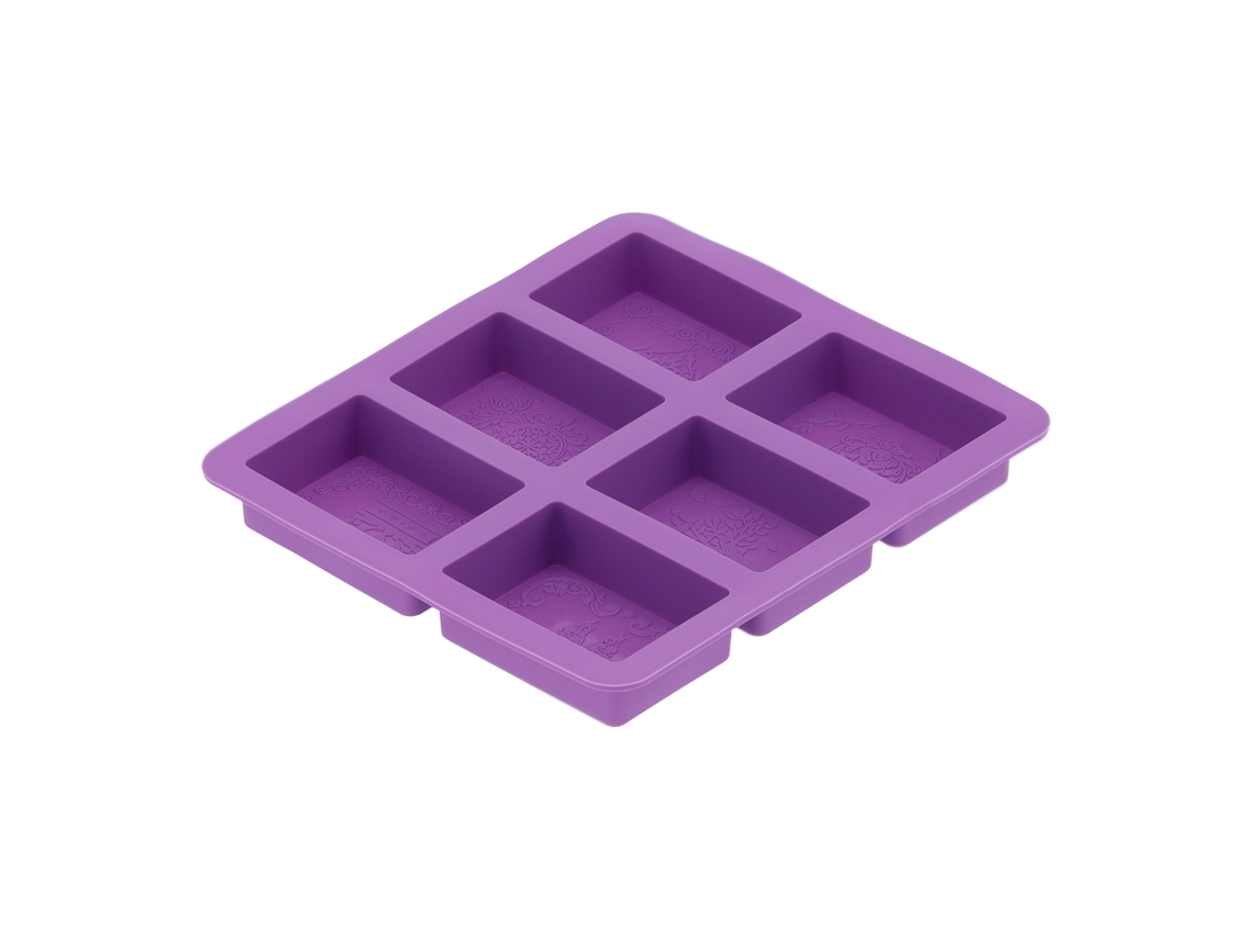 Molde De Silicona Para Jabón Y Pasteles 6-celdas Patrón Original Rectangular Para Panadería Casera