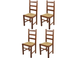 Conjunto de 4 Cadeiras T M C S Rustica (Castanho Noz Claro - 97x43x40 cm - Madeira)