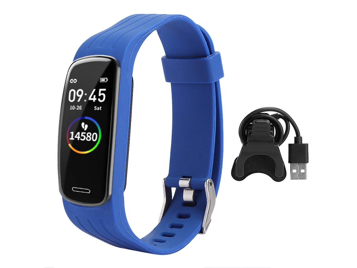 Pulsera Inteligente Deportiva Impermeable Con Podómetro, Monitor De Frecuencia Cardíaca Y Sueño Azul