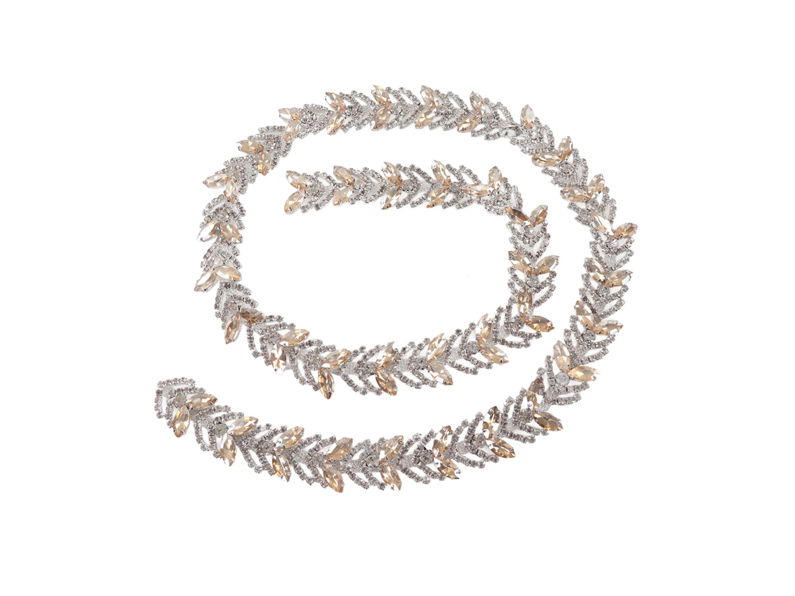 Cadena De Diamantes De Imitación De Cristal De 1 Yarda (2,3 Cm) Con Forma De Hoja Y Flor Para Decoración Diy De Champán