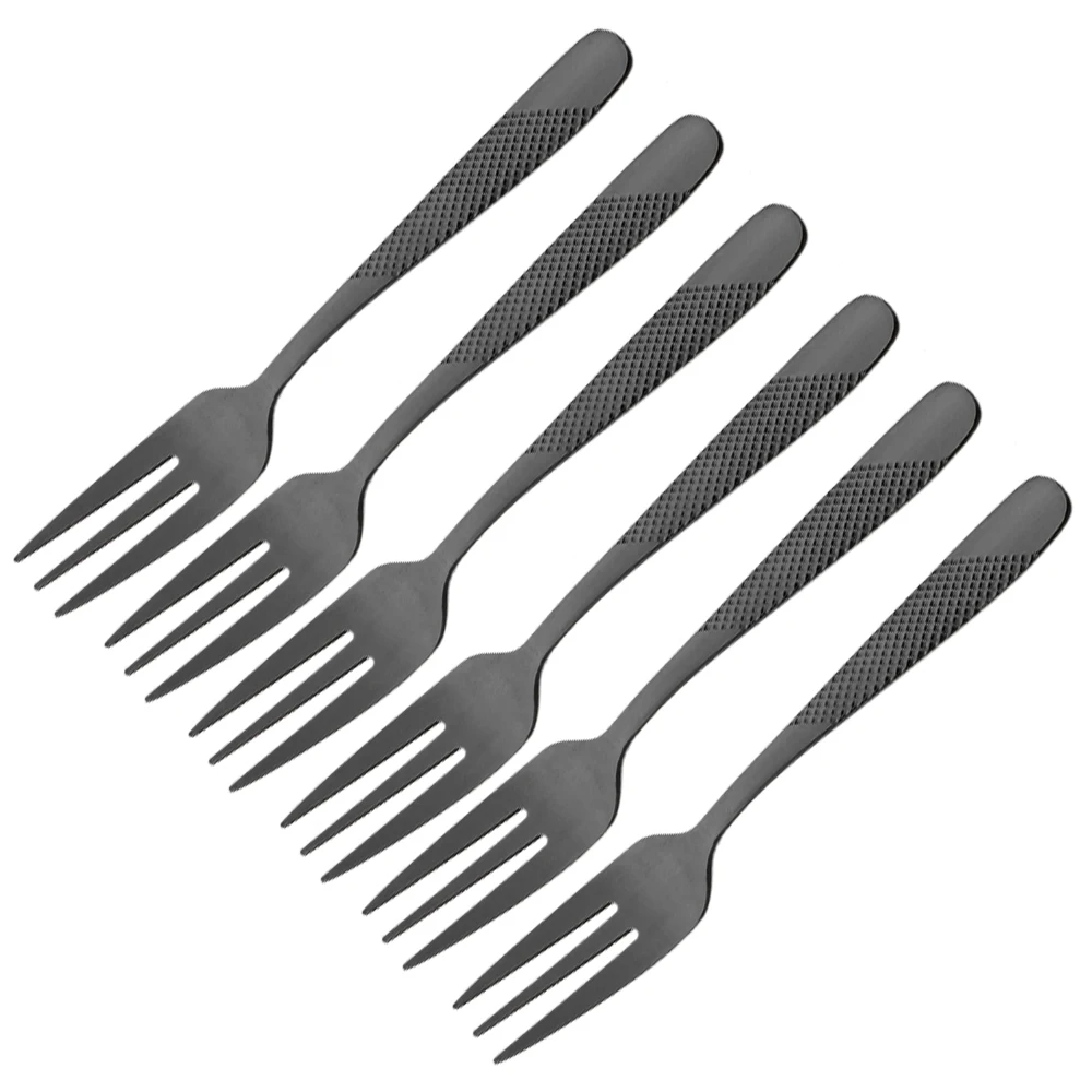 (negro, 6 Piezas) Tenedores De Té, Cubiertos De Acero Inoxidable
