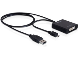 Adaptador de interfaz DeLOCK MHL + USB-A/DVI MHL/USB-A DVI 24+1 Negro