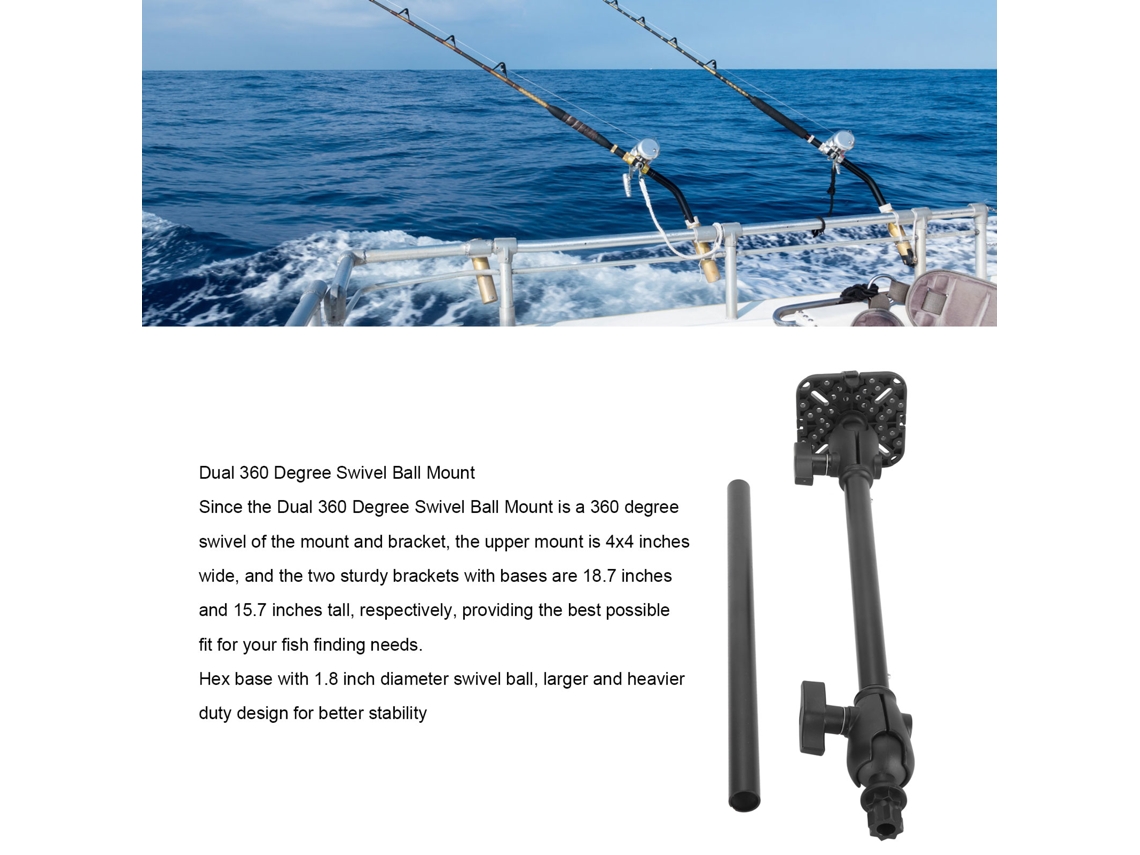 Base Universal Para Detector De Peixes Suporte Giratório 360° Compatível Com Garmin Humminbird Lowrance Raymarine