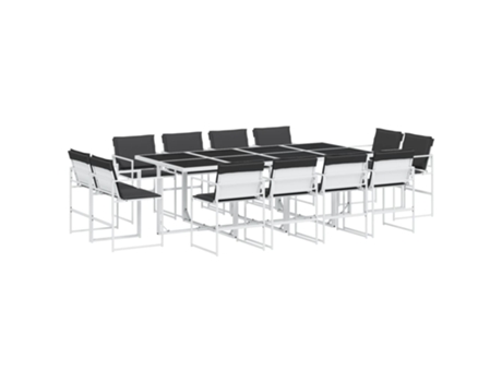 Conjunto 13 de comedor de jardín VIDAXL con cojines textilene blanco