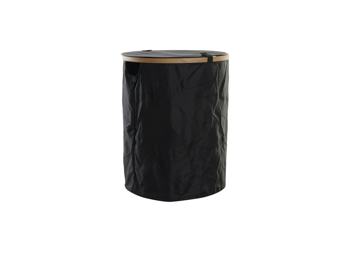 Cesto de ropa de poliéster negro, color roble, 44x44x57cm ALEXANDRA HOUSE LIVING