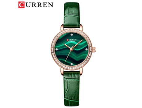 Relojes para Mujer,Reloj de Moda para Mujer Reloj de Pulsera de Cuarzo con Diamantes Relojes con cinturón Informales-Correa Verde LUUCOZK