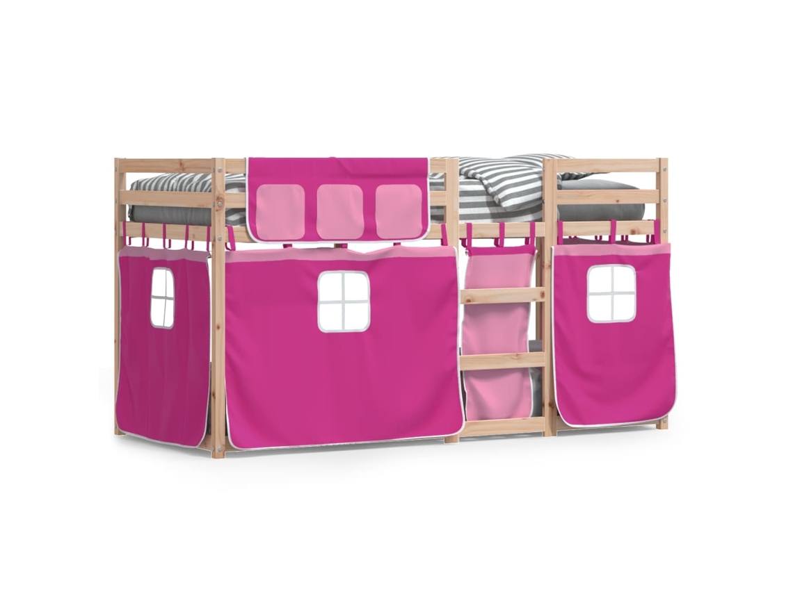 Litera con cortinas 80x200 cm madera maciza de pino rosa Dkd Home Decor