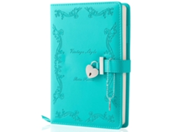 Diario de mujer con candado, cuaderno vintage A5 de piel sintética, color verde Gertiz (180 hojas)