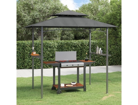 Cenador barbacoa estante lateral acero antracita 240x150x243 cm VIDAXL