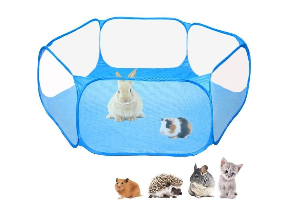 Jaula de juegos transparente y transpirable para mascotas, apertura automática, azul PYF