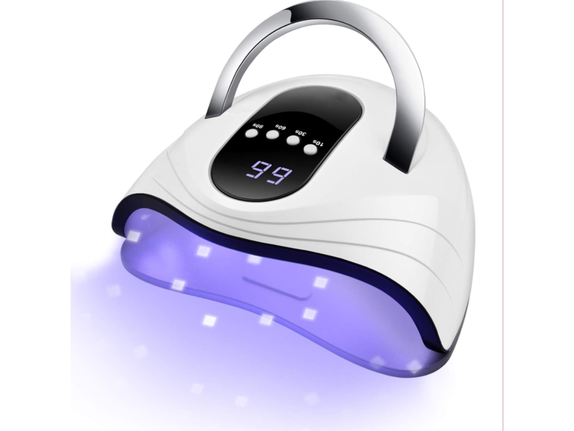 Lámpara De Uñas Led De 120 W, Secado Rápido Para Esmalte De Gel, Con 4 Temporizadores, Mango Portátil, Amplio Espacio, Sensor Automático (bl