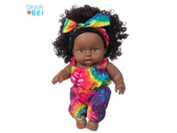 Muñeca De Niña De 20 Cm, De Vinilo Seguro, De Piel Oscura Africana, Un Regalo Ideal Para Una Niña.