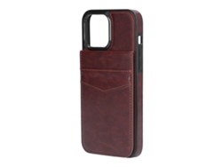 Case De Couro Para Iphone 13 Pro Max 6.7 Polegadas Com Apoio E Porta-cartões Com Fivela Magnética Marrom