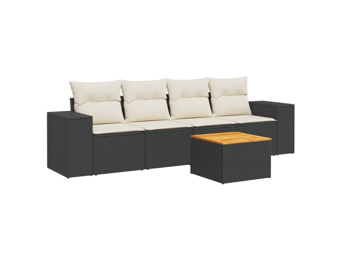 Maison Exclusive - Set De Muebles De Jardín 5 Pzas Y Cojines Ratán Sintético Negro