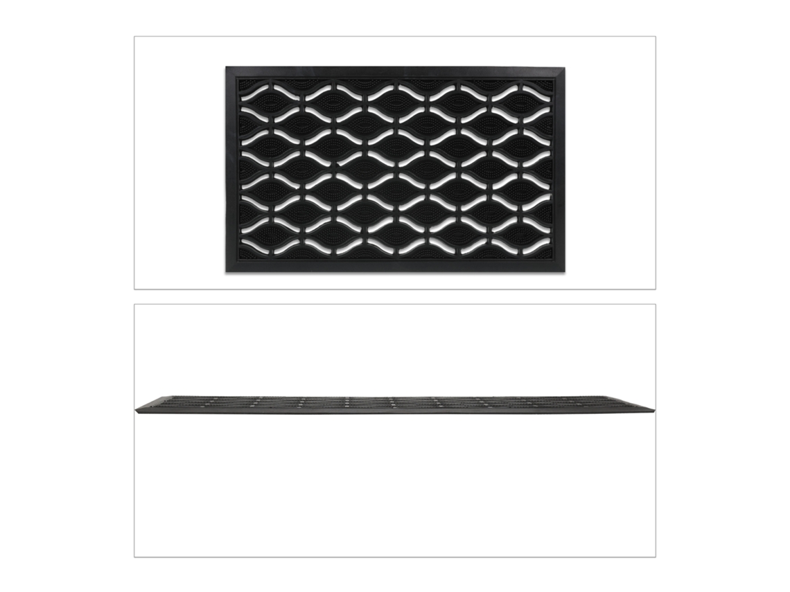 Relaxdays Felpudo Goma, 45x75 Cm, Resistente Intemperie, Antideslizante, Alfombra Rejilla De Interior Y Exterior, Negro