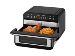 Freidora de aire ADORMII Dualtaste Chef Plus de 10 litros – Negra y plateada, dos zonas, control inteligente, 8 programas, cocina saludable