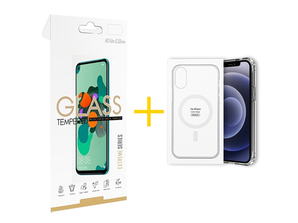 Pack 1 X Película de Vidrio Templado 2.5D + Funda GANDY por Apple iPhone 16 Compatible con Magsafe Magnético Incoloro Clear