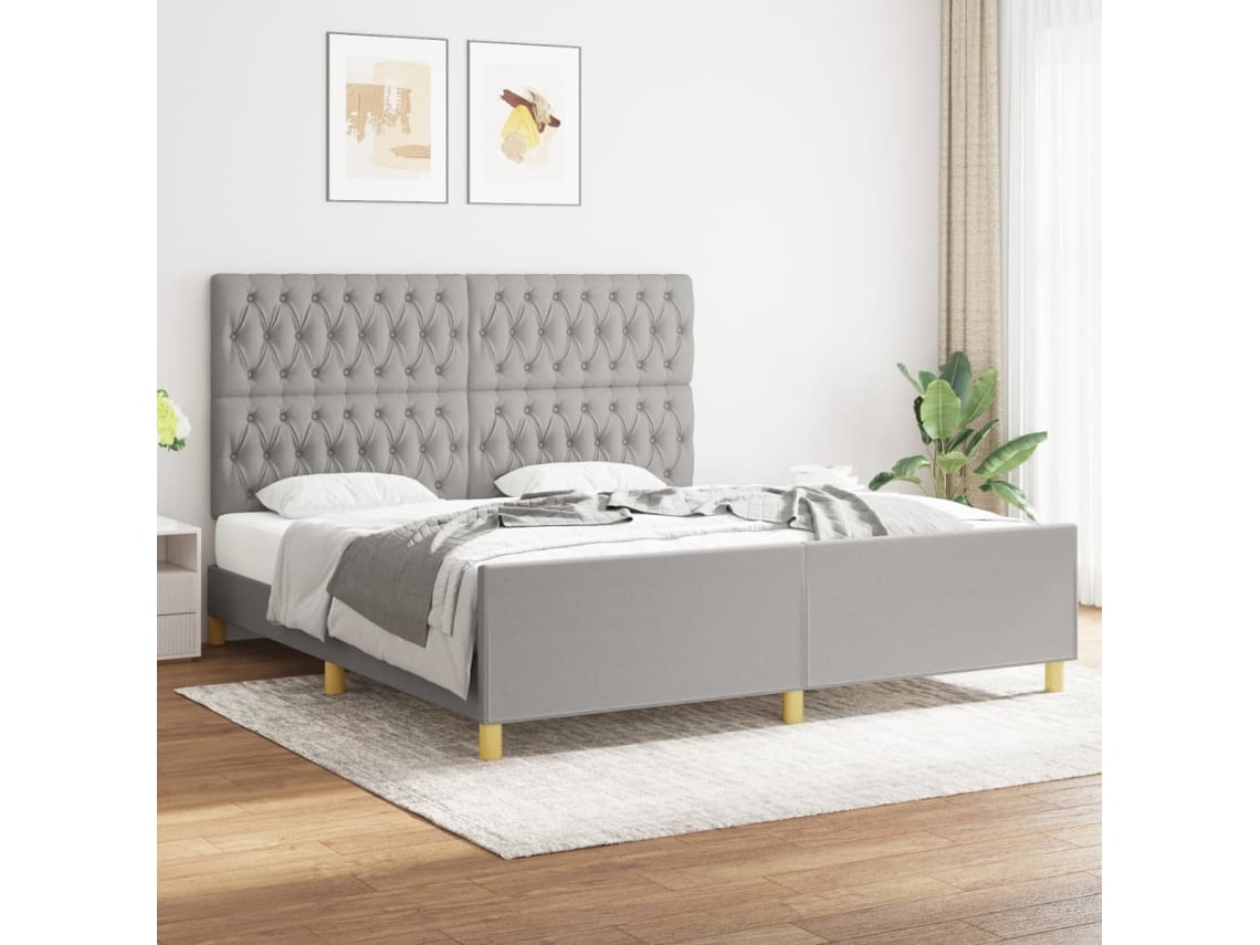 Cama Sin Colchón Tela Gris Claro 180x200 Cm