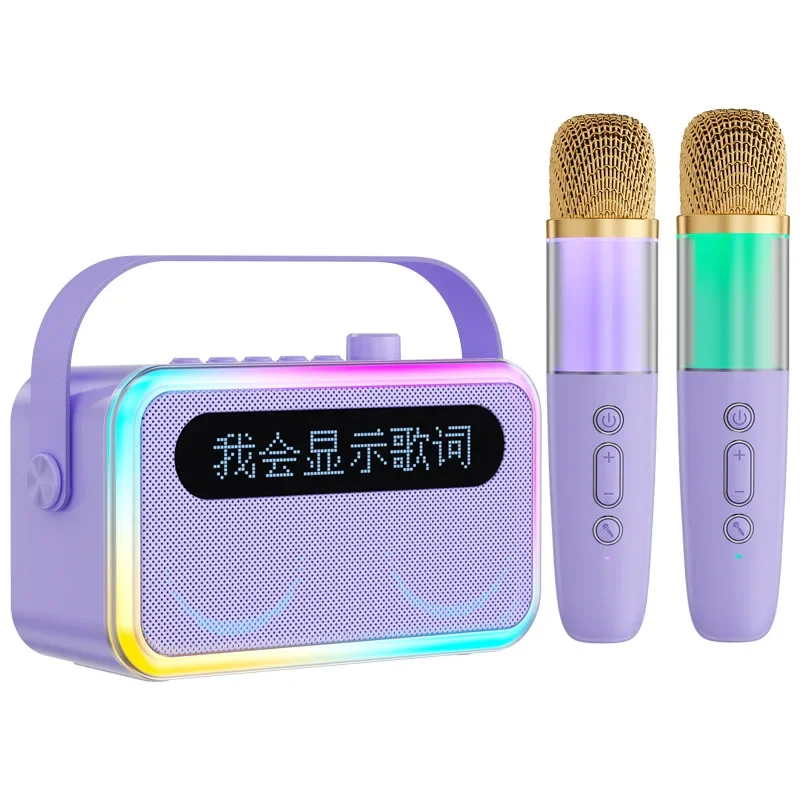 (morado) Altavoz Bluetooth U8 Con Pantalla Inteligente De Letras, Micrófono Dual, Compatible Con Inserción De Tarjeta