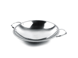 Sartén Seca De Acero Inoxidable Con Doble Asa Y Fondo Redondeado Para Cocinas De Alcohol, 30 Cm.