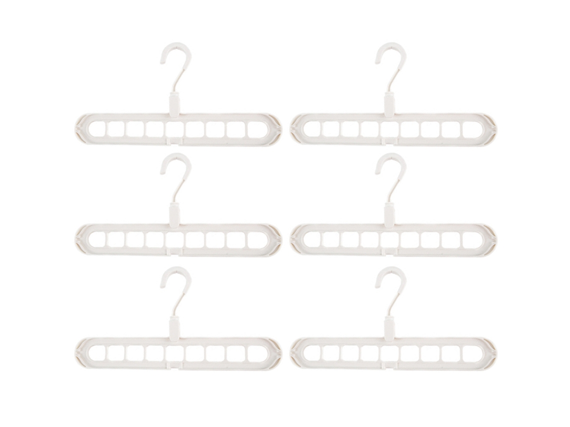 Organizadores de armario multifuncionales con agujeros, perchas mágicas para ahorrar espacio, almacenamiento para ropa pesada, camisas, pantalones y vestidos.