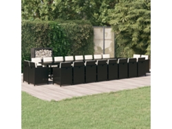 Conjunto 21 Piezas Jantar P/ Jardim C/ Almofadões Vime Pe Preto Dkd Home Decor