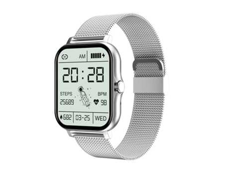 Smartwatch Pulsera Podómetro Monitoreo de Ritmo Cardíaco Bluetooth Pantalla de Llamada Pantalla Táctil Acero Plateado JL-EIGHT