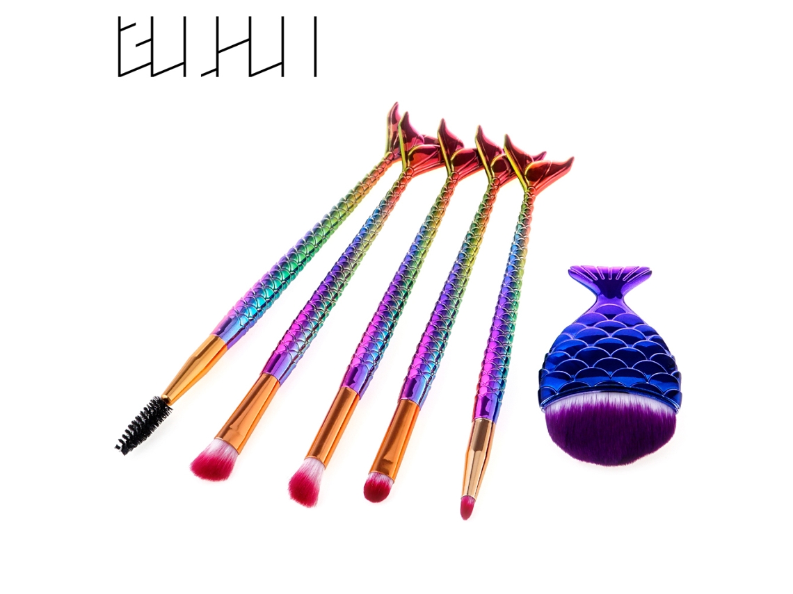 5 Pinceles De Maquillaje En Escama De Pez 1 Pincel Grueso Multicolor Vante
