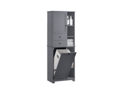 Sobuy Bzr104-dg Sobuy Armario Alto De Baño Con 1 Puerta 6 Estantes Y 2 Cajones