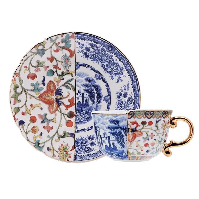 (estilo A 270 Ml) Taza De Café De Cerámica De Lujo Europea Con Borde Dorado, Taza De Oficina Retro