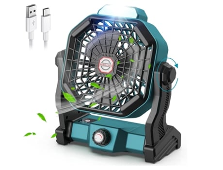 BISBISOUS Ventilador portátil verde con batería con linterna LED 10400 Mah pequeño ventilador de camping silencioso recargable para exteriores