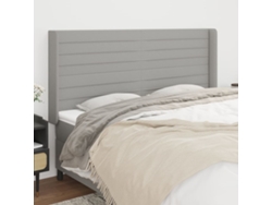 Cabecero Con Orejas De Tela Gris Claro 183x16x118/128 Cm