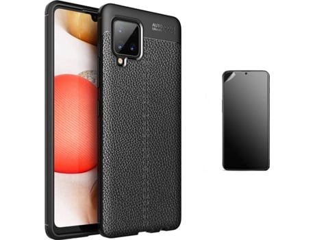 Kit Carcasa Y Protector Samsung A42 5G Ultimatte Rugged Leather Negro