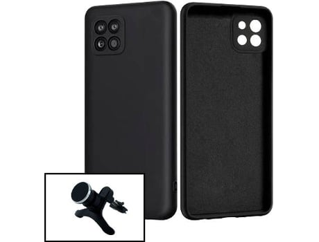 Carcasa + Soporte Magnético Reforzado Samsung Galaxy A22 PHONECARE Silicona Liquida Negro