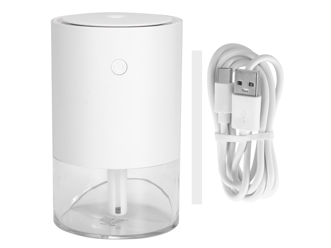 Humidificador de escritorio silencioso Mdug de 350 ml, recargable por USB, con luz ambiental, blanco