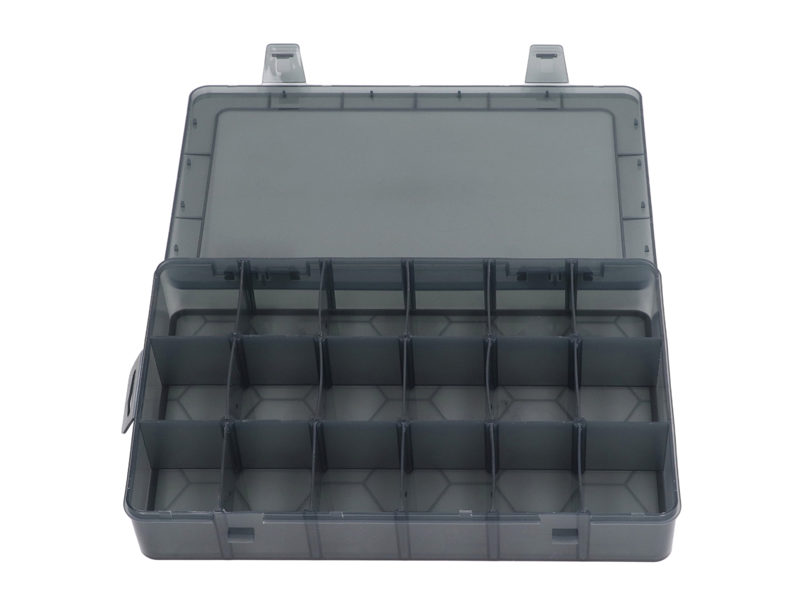 Caja De Almacenamiento Con 18 Compartimentos Y Separadores Extraíbles De Plástico Transparente Para Piezas Pequeñas.