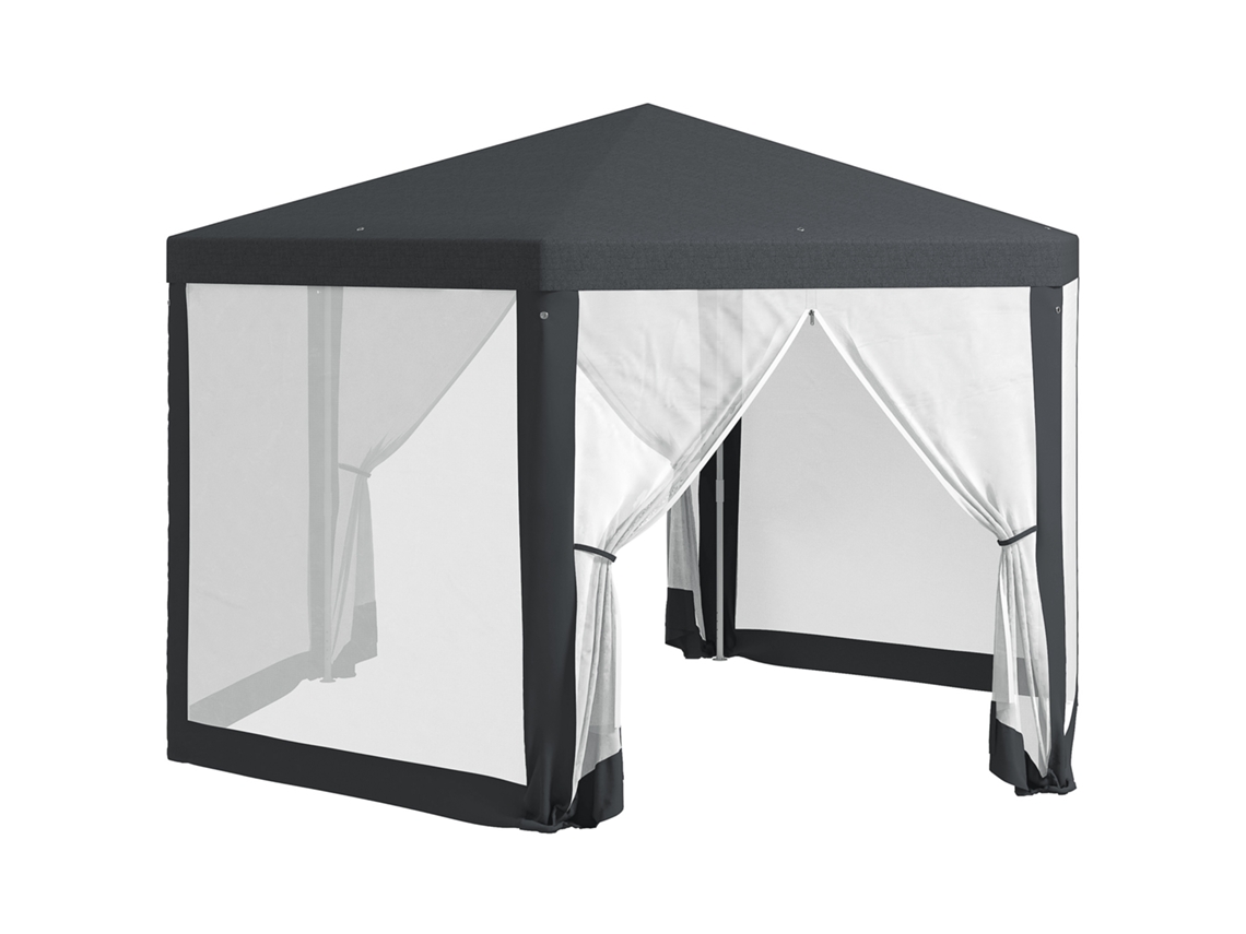 Pabellón De Jardín Hexagonal De 4x4 M Con Mosquitera Gris Oscuro