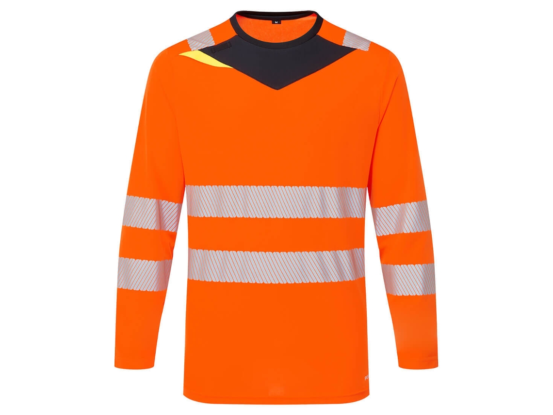 Camiseta Dx4 Hi-vis De Alta Visibilidad - Manga Larga Naranja Negro / 4xl