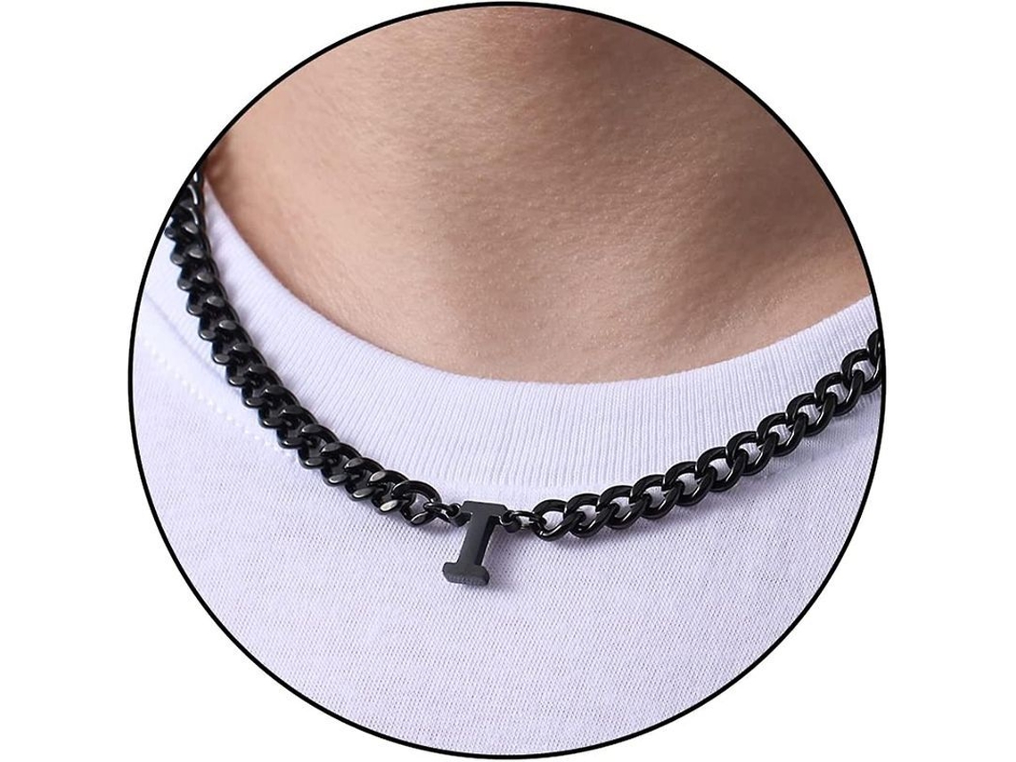 Cadena cubana 2026 con iniciales de la A a la Z, acero inoxidable, 6,5 mm, 45,7 cm + 5 cm, regalo de joyería para hombres, mujeres y niños.