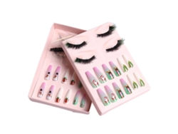 Set De 24 Uñas Postizas Navideñas Con Forma De Ataúd, Uñas Artificiales Con Pestañas Postizas Estilo 3*