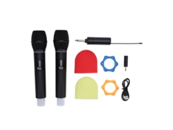 Micrófono Inalámbrico Uhf Dinámico Doble De Mano Luminoso Con Receptor Para Hogar Y Escenario