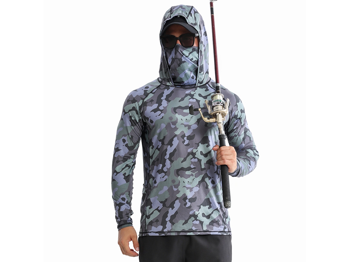 Camisa de manga larga para hombre Yuysan con protección solar y mascarilla, ideal para la pesca, de secado rápido y con protección UV.