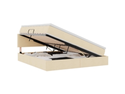 Syfax™ Cama De Almacenamiento Led Con Colchón Crema 180 X 200 Cm Tela